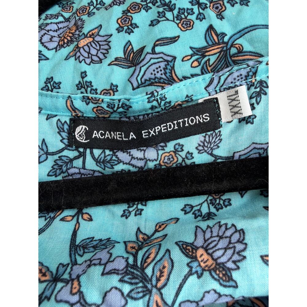 Acanela Expeditions Blue Multicolor Wrap Maxi Dress Ruffled Sleeve XXXL - Picture 8 of 9